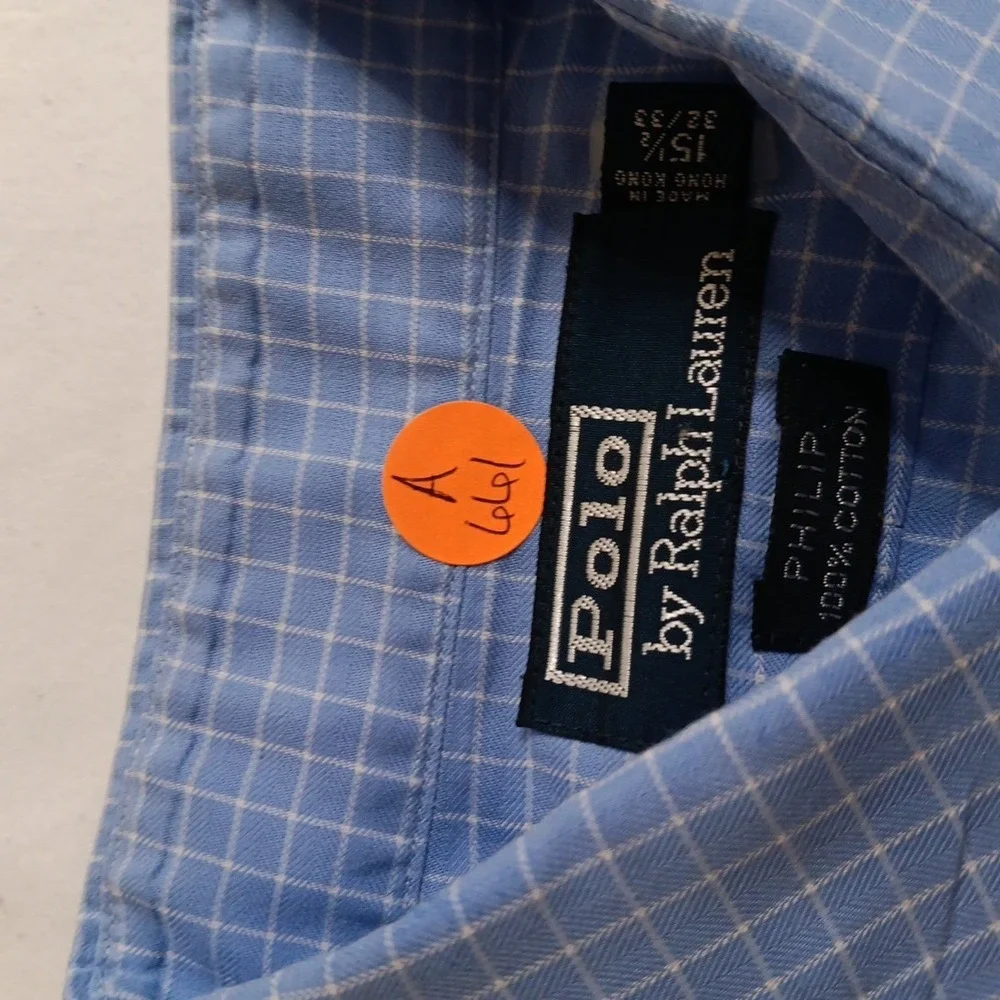 Polo by Ralph Lauren-Phillip- Men's Button Up Long Sleeve Shirt 15 1/2 32-33 ...